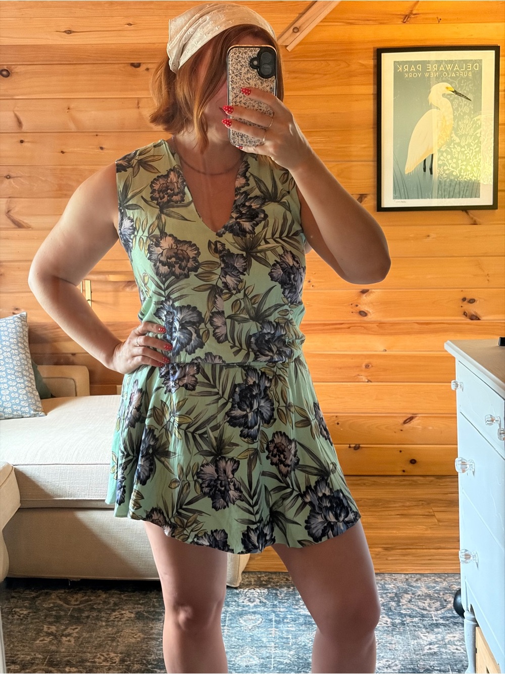 Alice + Olivia Light Green drop waist brook oasis floral Mini Dress